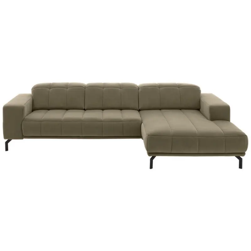 Ecksofa in Velours Graubraun