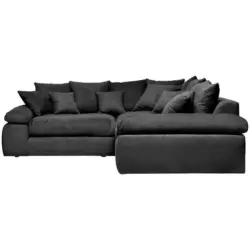 Ecksofa in Webstoff Schwarz