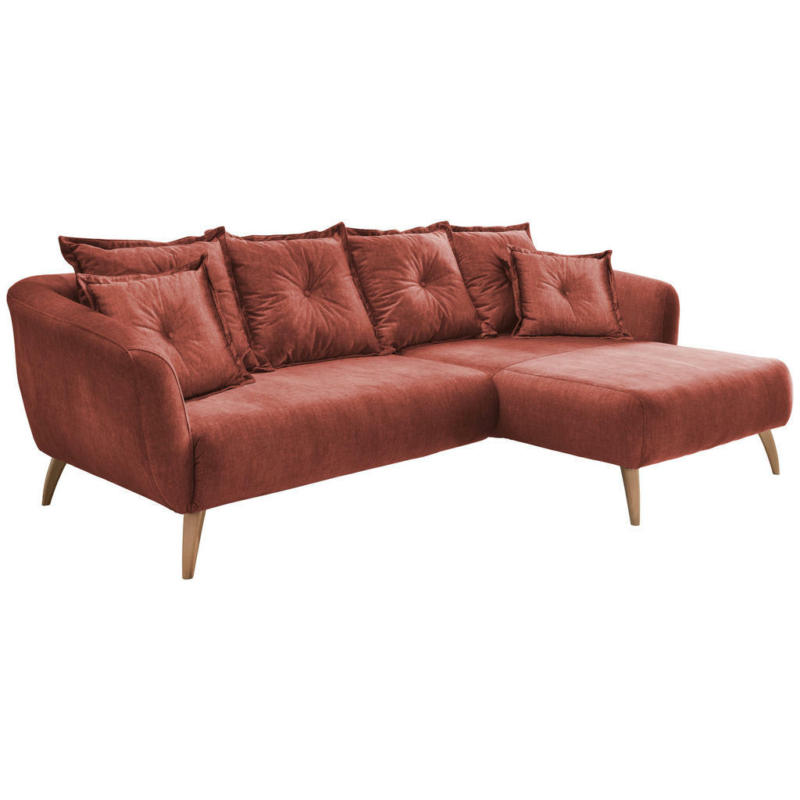 Ecksofa in Velours Koralle