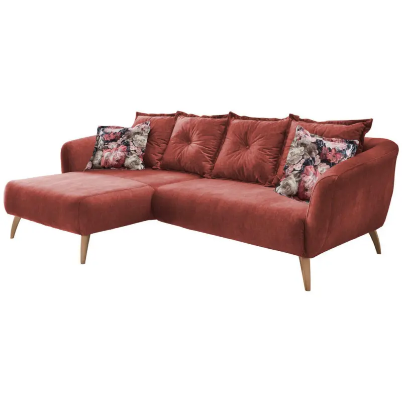 Ecksofa in Velours Koralle