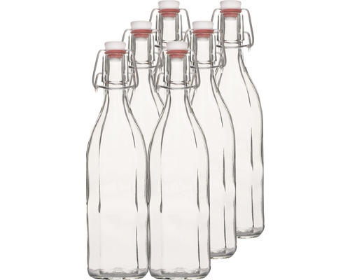 Saftflasche, Vorratsflasche Mehrkant inkl. Bügelverschluss 500 ml 6 Stk.