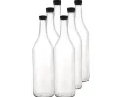 Geradehalsflasche inkl. PP28-Schraubverschluss schwarz 1 L 6 Stk.