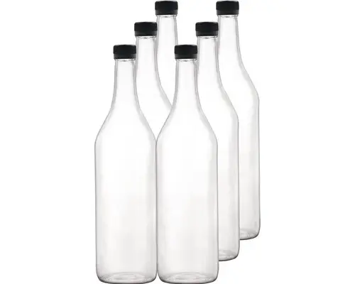 Geradehalsflasche inkl. PP28-Schraubverschluss schwarz 1 L 6 Stk.
