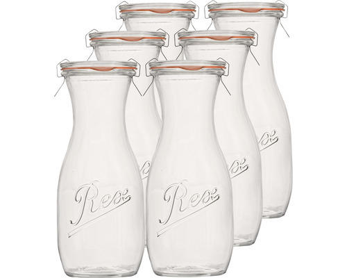 Saftflasche, Vorratsflasche Rex RR60 inkl. Glasdeckel, Dichtung und Klammern 500 ml 6 Stk.