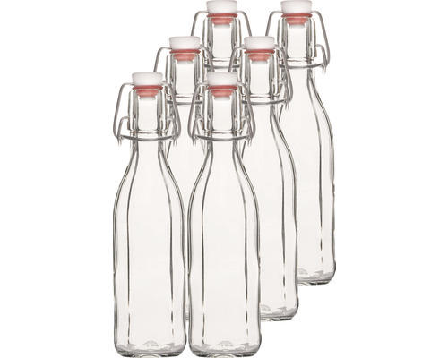 Saftflasche, Vorratsflasche Mehrkant inkl. Bügelverschluss 250ml 6 Stk.