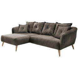 Ecksofa in Velours Braun