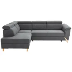 Ecksofa in Webstoff Dunkelgrau