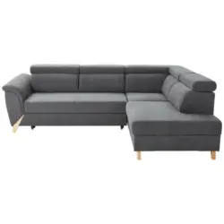 Ecksofa in Webstoff Dunkelgrau