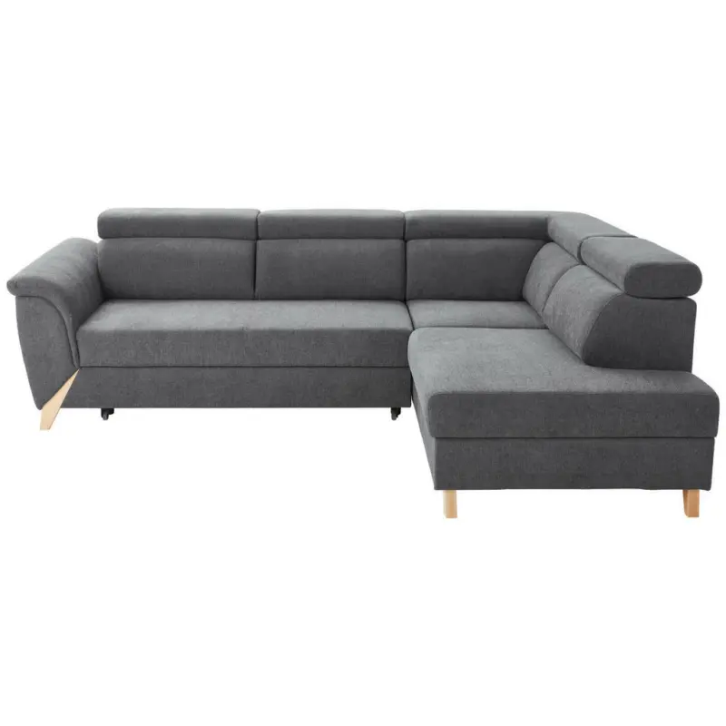 Ecksofa in Webstoff Dunkelgrau