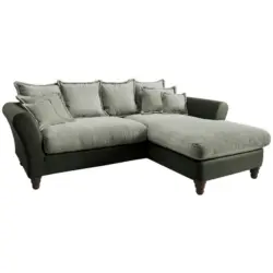 Ecksofa in Chenille, Mikrofaser Grün, Hellgrün