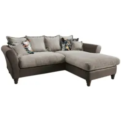 Ecksofa in Chenille, Mikrofaser Dunkelbraun, Hellbraun