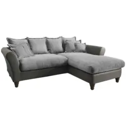 Ecksofa in Chenille, Mikrofaser Anthrazit, Grau