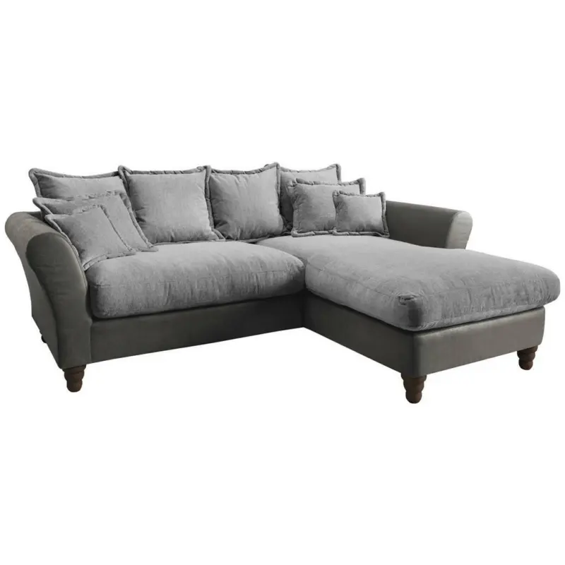 Ecksofa in Chenille, Mikrofaser Anthrazit, Grau