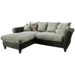 Ecksofa in Chenille, Mikrofaser Grün, Hellgrün