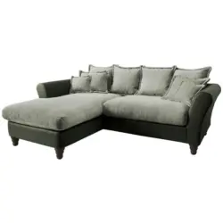 Ecksofa in Chenille, Mikrofaser Grün, Hellgrün