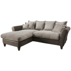 Ecksofa in Chenille, Mikrofaser Dunkelbraun, Hellbraun