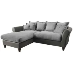 Ecksofa in Chenille, Mikrofaser Anthrazit, Grau