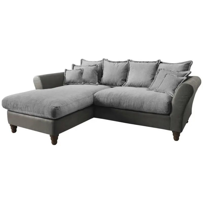 Ecksofa in Chenille, Mikrofaser Anthrazit, Grau