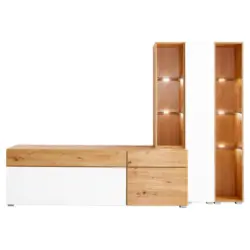Wohnwand 240/167/50 cm in Weiß, Eiche Artisan