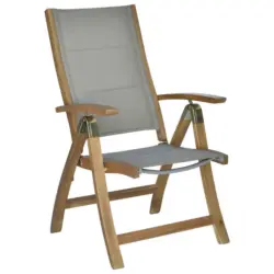 Gartenklappsessel in Holz, Textil Grau, Akaziefarben