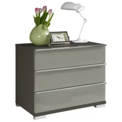 Nachtkästchen in Hellgrau, Dunkelgrau