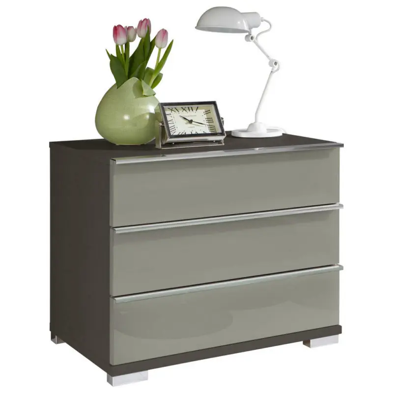 Nachtkästchen in Hellgrau, Dunkelgrau