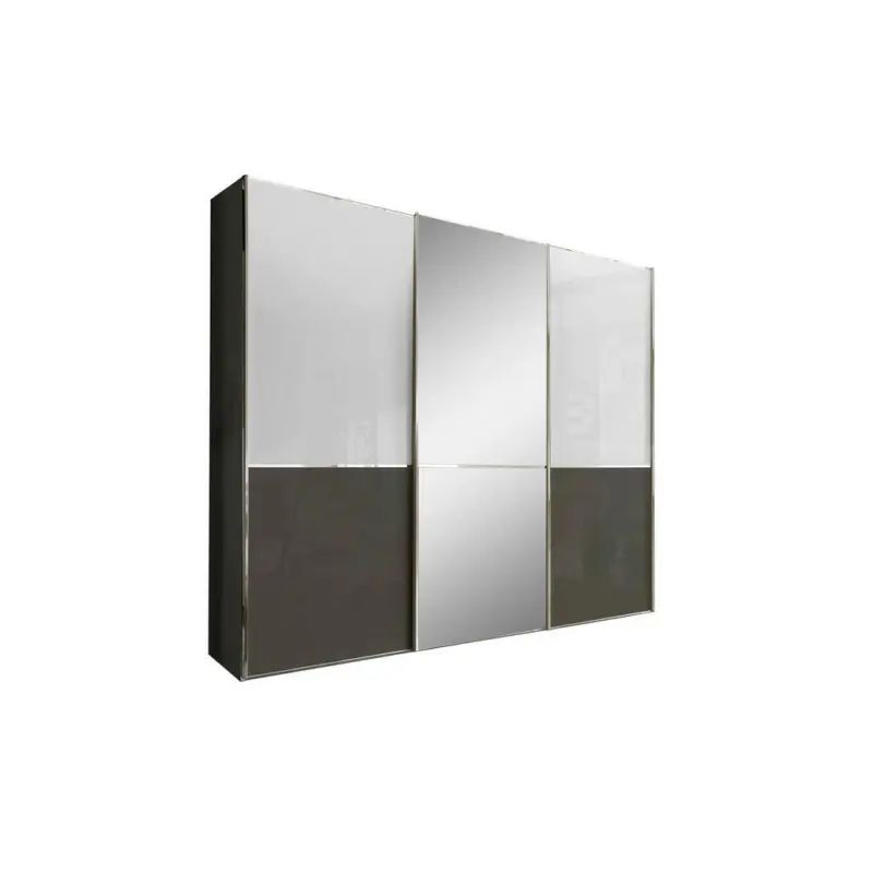 Schwebetürenschrank in Weiß, Dunkelgrau