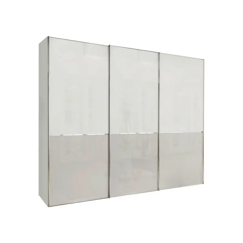 Schwebetürenschrank in Grau, Weiß