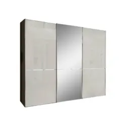 Schwebetürenschrank in Grau, Dunkelgrau