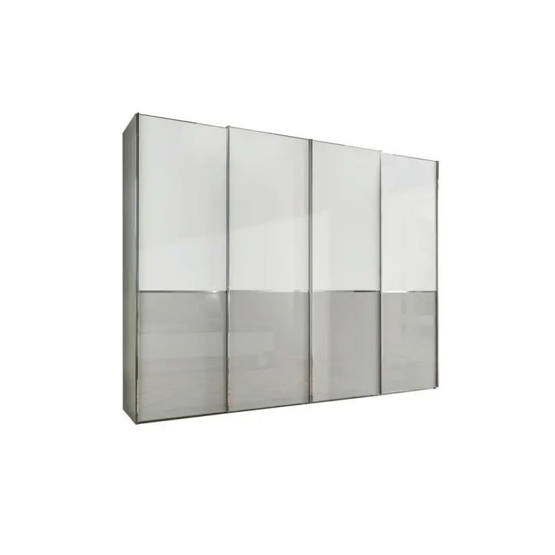 Schwebetürenschrank in Grau, Weiß
