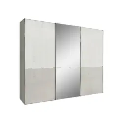 Schwebetürenschrank in Grau, Weiß