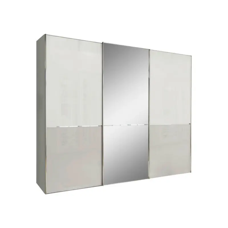 Schwebetürenschrank in Grau, Weiß