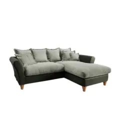 Ecksofa in Chenille, Mikrofaser Grün, Hellgrün