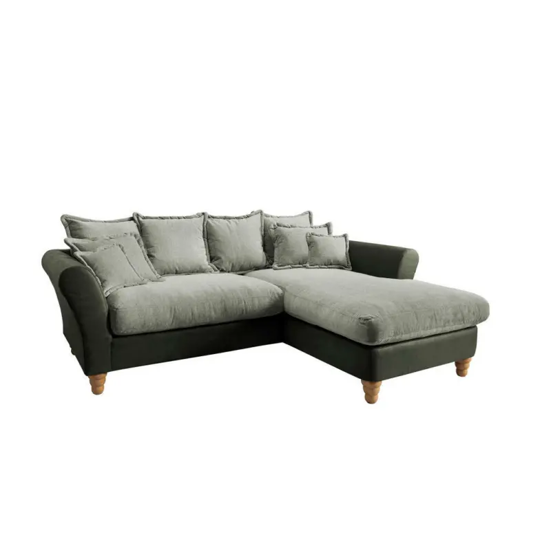 Ecksofa in Chenille, Mikrofaser Grün, Hellgrün
