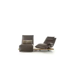 Zweisitzer-Sofa in Echtleder Eichefarben, Dunkelbraun