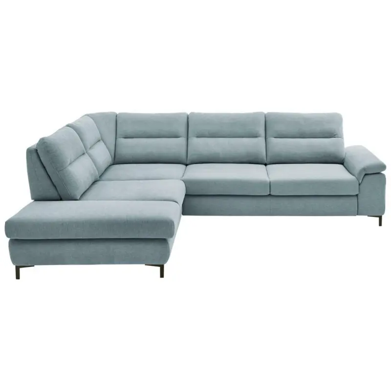 Ecksofa in Chenille, Mikrofaser Hellblau