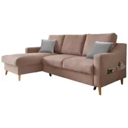 Ecksofa in Mikrofaser Dunkelrosa