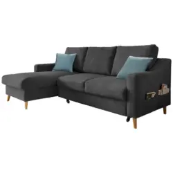 Ecksofa in Mikrofaser Schwarz
