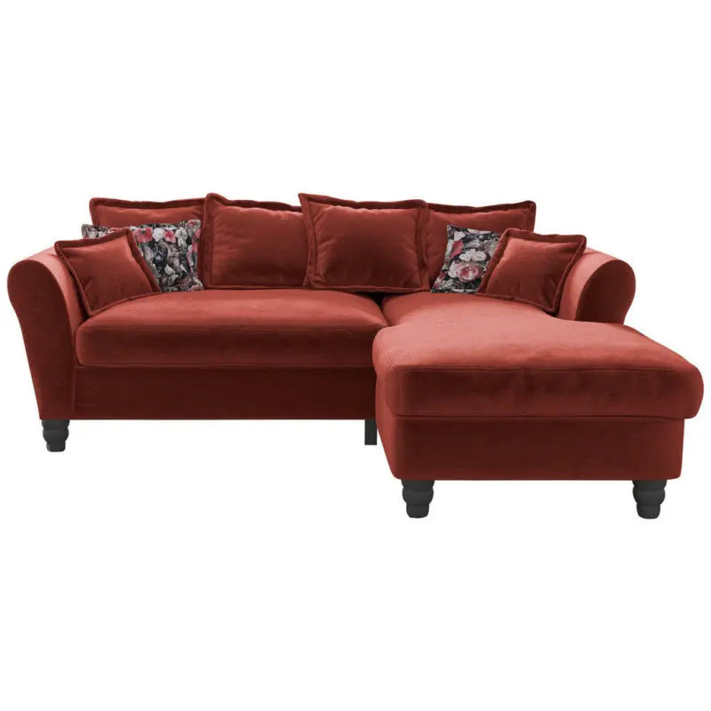 Ecksofa in Velours Koralle