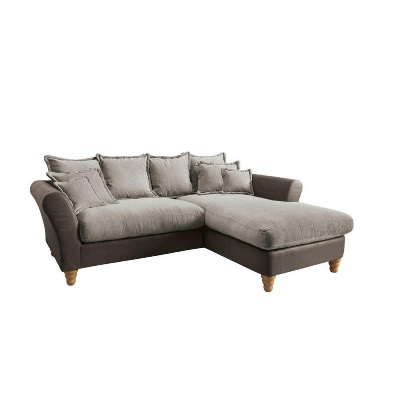 Ecksofa in Chenille, Mikrofaser Dunkelbraun, Hellbraun