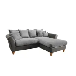 Ecksofa in Chenille, Mikrofaser Anthrazit, Grau