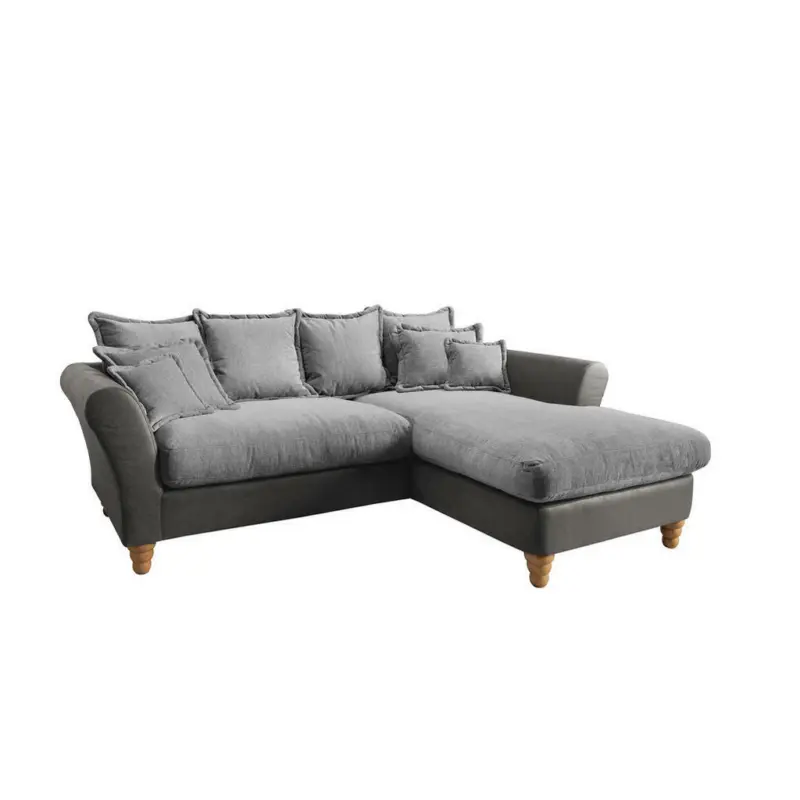 Ecksofa in Chenille, Mikrofaser Anthrazit, Grau