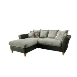 Ecksofa in Chenille, Mikrofaser Grün, Hellgrün