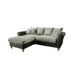 Ecksofa in Chenille, Mikrofaser Grün, Hellgrün