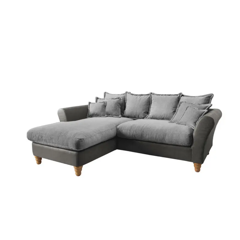 Ecksofa in Chenille, Mikrofaser Anthrazit, Grau