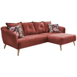 Ecksofa in Velours Koralle