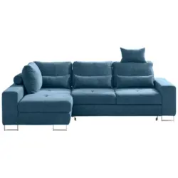 Ecksofa in Flachgewebe Blau