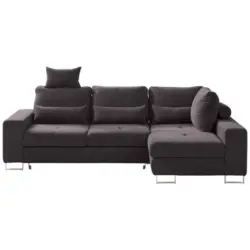 Ecksofa in Flachgewebe Dunkelbraun