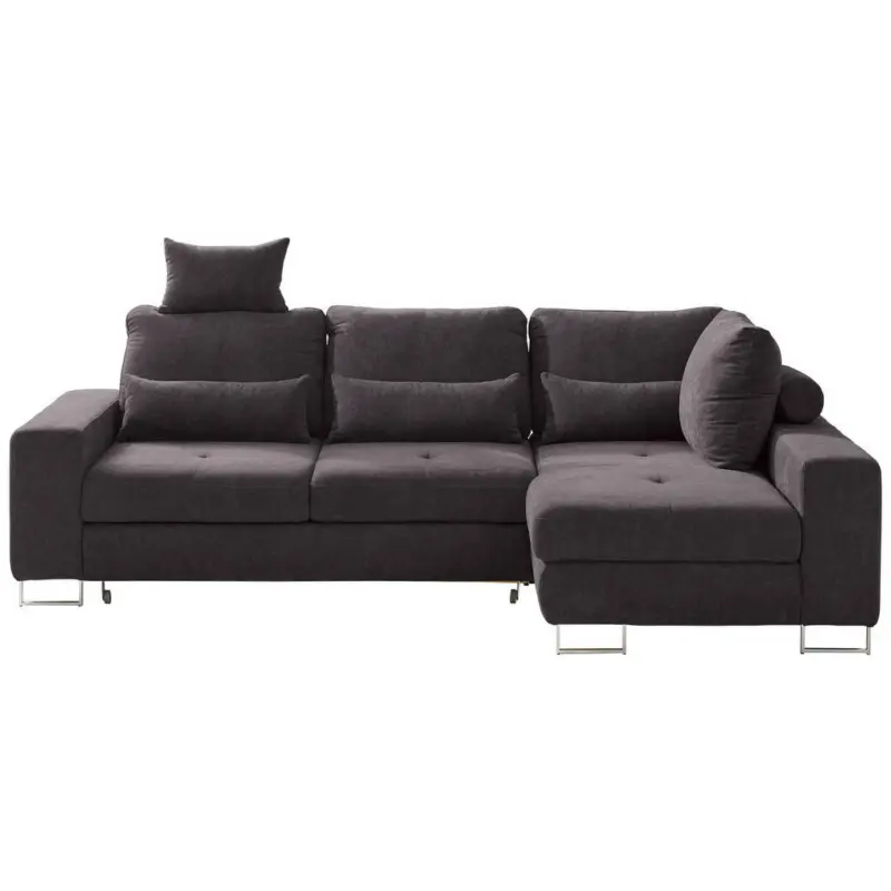 Ecksofa in Flachgewebe Dunkelbraun