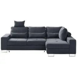 Ecksofa in Flachgewebe Schwarz
